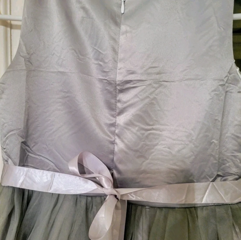 New Girls Size 10 Dress Embroidery‎ Gray & Silver Wedding Party Any Occasion